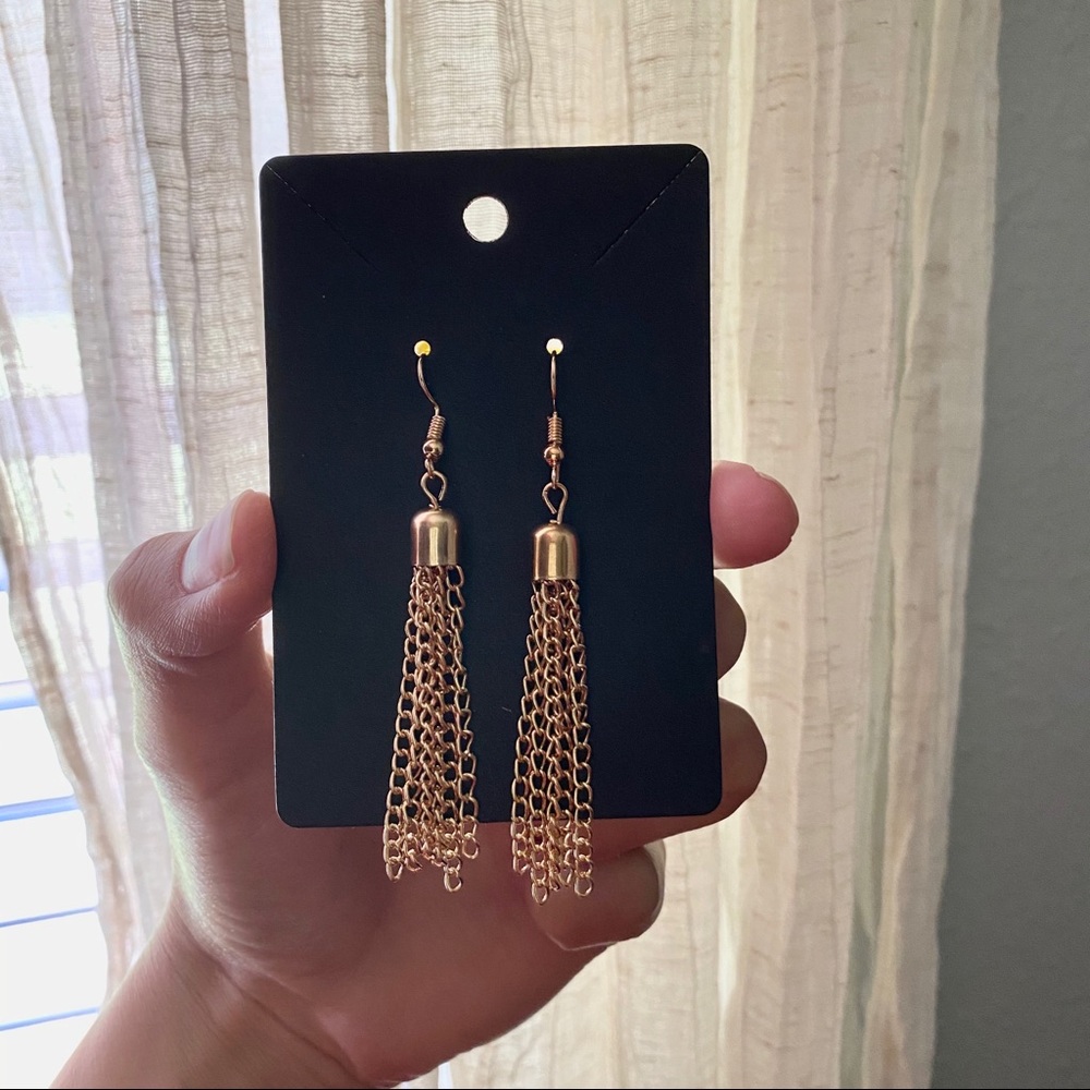New! Long Gold Tassel Earrings